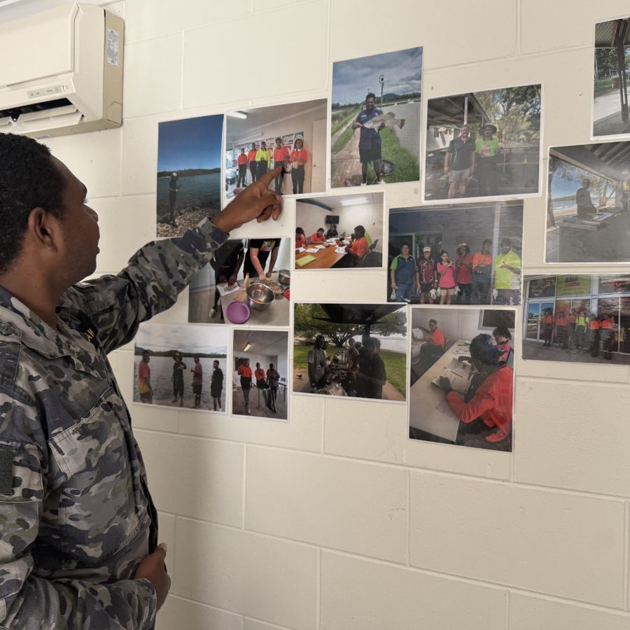 Tyrone looking at old pictures